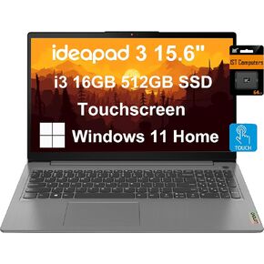 Lenovo IdeaPad 3 15.6" FHD Touchscreen Laptop (16GB RAM, 1TB SSD, Intel Core i3 (> i5-1035G7)) Narrow Bezel, Webcam, 12-Hr Long Battery Life, NumPad, IST SD, Win 11 Home S Mode, Home & School - Grey