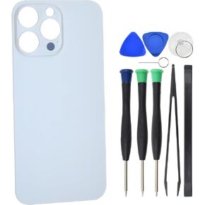 زجاج خلفي لهاتف iPhone 14 Pro Max A2894 A2651 A2893 مع لاصق مسبق القطع - 6.7 بوصة أبيض in Kuwait