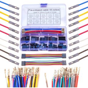 Compatible with Dupont Female to Female 2.54mm with 22AWG Premium Pre-Crimped Cable,Single Row 2.5mm Pitch 1/2/3/4/5/6/7/8/9/10Pin Housing (DU-FF-1-10P)