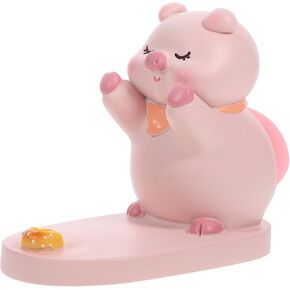 Homoyoyo Cute Pig Phone Stand, Resin Phone Stand for Desk Pig Cell Phone Stand Pig Model Simulation Pig Decor Pink Pig Phone Holder Smartphone Display Rack for Home Office