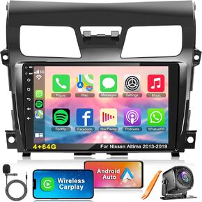 ستيريو راديو السيارة 4G+64G لسيارة Nissan Altima 2013 2014 2015، Carplay اللاسلكي وAndroid Auto مع Android 12 يدعم البلوتوث/التحكم الصوتي/GPS/WiFi/كاميرا احتياطية/SWC/FM in Kuwait