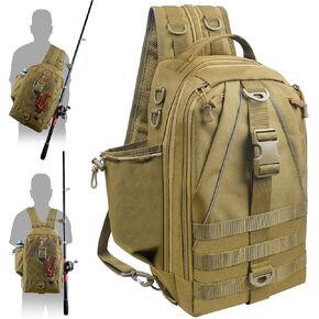 FUSIGO Fishing Backpack Tackle Bag Fishing Bag with Rod Holder Waterproof Backpack Shoulder Storage Bag Fishing Hiking