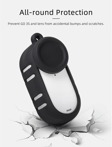 Silicone Cover Sleeve Skin Compatible for Insta360 GO 3S,Heat Dissipation Protective Case Lens Cap with Neck Strap for Insta 360 GO3S Thumb Camera (Black), GEHA1716BW in Saudi Arabia