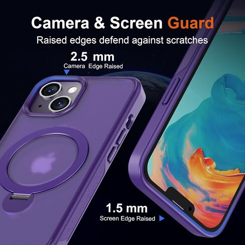 Multi-in-1 [Magnetic+ KickStand+ Ring Holder] for iPhone 13 Case/ iPhone 14 Case, Compatible with MagSafe, 360° Rotatable Stand with Military Shockproof Silicone Frame Protection Magnetic Cover, Blue in Kuwait