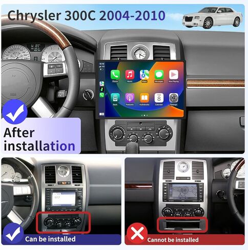 راديو ستيريو للسيارة لكرايسلر 300C 2004-2010 Android 13 13.1 بوصة ترقية راديو استبدال شاشة تعمل باللمس دعم CarPlay & Android Auto Bluetooth/WiFi/DSP/GPS/SWC/RDS/FM/AM + كاميرا احتياطية AHD in Kuwait