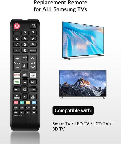 جهاز تحكم عن بعد عالمي BN59-01315A لأجهزة تلفزيون Samsung 4K Crystal UHD الذكية - متوافق مع موديلات السلسلة 6/7/8/TU-7000 (BN59-01315J/BN59-01315E) التي تتميز بأزرار Netflix وPrime Video وHulu in Saudi Arabia