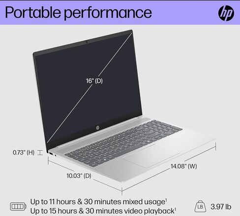 HP Pavilion 16" Touchscreen Laptop - WUXGA (1920 x 1200) - Intel Core i5 Processor - 16GB LPDDR5-1TB PCIe SSD – Copilot PC - Wi-Fi 6-1080p Webcam-Windows 11 H–w/Stylus (16GB RAM | 1TB PCIe SSD) in Saudi Arabia