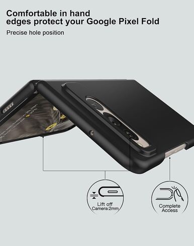 Foluu Case for Google Pixel Fold 2023, Ultra Thin Slim Fit Matte PC with Non-Slip Grip Full Protection Protective Cover for Google Pixel Fold 2023 (Black) in Saudi Arabia