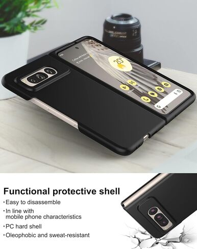 Foluu Case for Google Pixel Fold 2023, Ultra Thin Slim Fit Matte PC with Non-Slip Grip Full Protection Protective Cover for Google Pixel Fold 2023 (Black) in Saudi Arabia