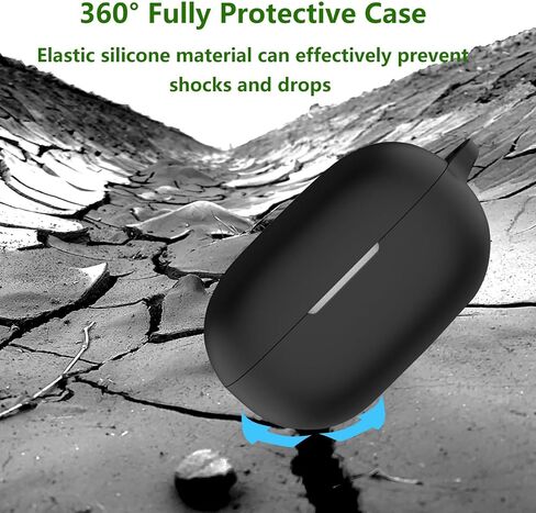 غطاء حافظة متوافق مع سماعات الأذن Beats Solo Buds، حافظة من السيليكون الناعم مع مجموعة أدوات تنظيف، غطاء واقٍ مقاوم للصدمات مع سلسلة مفاتيح ملحقات حلقة تسلق (أسود) in Kuwait