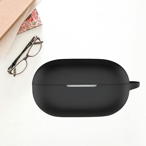 غطاء حافظة متوافق مع سماعات الأذن Beats Solo Buds، حافظة من السيليكون الناعم مع مجموعة أدوات تنظيف، غطاء واقٍ مقاوم للصدمات مع سلسلة مفاتيح ملحقات حلقة تسلق (أسود) in Kuwait