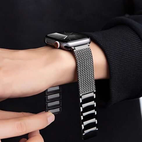 Metal Braided Magnetic Bands Compatible with Apple Watch Band Series 10 9 8 7 6 5 4 3 2 1 Ultra SE for iWatch 49mm 46mm 45mm 44mm 42mm 41mm 40mm 38mm Stainless Steel Replacement Strap Men Women in Saudi Arabia