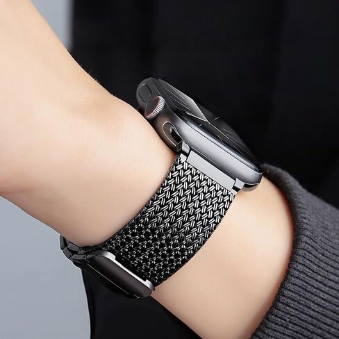 Metal Braided Magnetic Bands Compatible with Apple Watch Band Series 10 9 8 7 6 5 4 3 2 1 Ultra SE for iWatch 49mm 46mm 45mm 44mm 42mm 41mm 40mm 38mm Stainless Steel Replacement Strap Men Women in Saudi Arabia