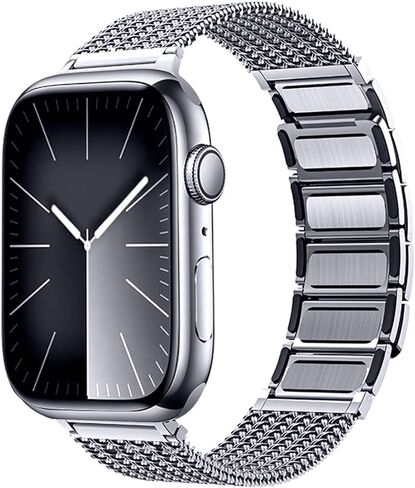 Metal Braided Magnetic Bands Compatible with Apple Watch Band Series 10 9 8 7 6 5 4 3 2 1 Ultra SE for iWatch 49mm 46mm 45mm 44mm 42mm 41mm 40mm 38mm Stainless Steel Replacement Strap Men Women in Saudi Arabia