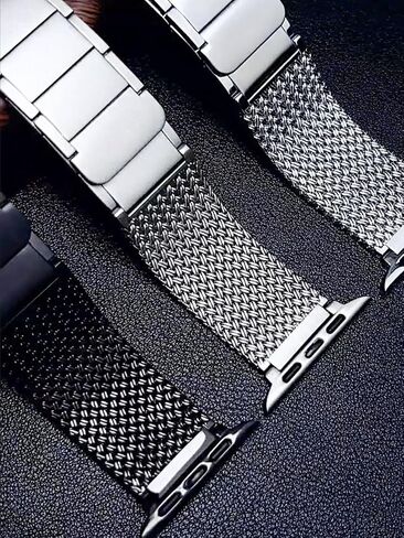 Metal Braided Magnetic Bands Compatible with Apple Watch Band Series 10 9 8 7 6 5 4 3 2 1 Ultra SE for iWatch 49mm 46mm 45mm 44mm 42mm 41mm 40mm 38mm Stainless Steel Replacement Strap Men Women in Saudi Arabia