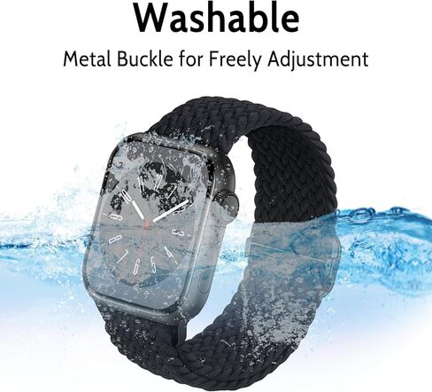 أشرطة مطاطية مضفرة قابلة للتنفس متوافقة مع أساور ساعة Apple 42 مم 44 مم 45 مم للرجال والنساء، أشرطة مرنة بحلقة منفردة من النايلون قابلة للتعديل لسلسلة iWatch 9 8 7 6 5 4 3 2 1 in Kuwait