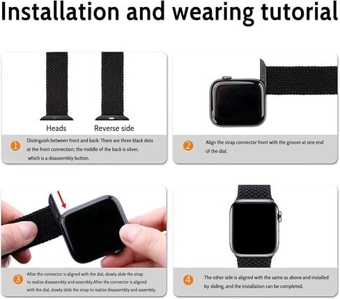 أشرطة مطاطية مضفرة قابلة للتنفس متوافقة مع أساور ساعة Apple 42 مم 44 مم 45 مم للرجال والنساء، أشرطة مرنة بحلقة منفردة من النايلون قابلة للتعديل لسلسلة iWatch 9 8 7 6 5 4 3 2 1 in Kuwait