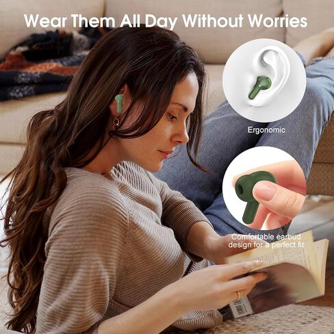 Wireless Earbuds, Bluetooth 5.3 Headphones HiFi Stereo, Bluetooth Earbuds with ENC Noise Cancelling Mic, IP7 Waterproof in Ear Earphones, 48H, LED Display Ear buds for Pad Phones Workout Sports, Green in Saudi Arabia