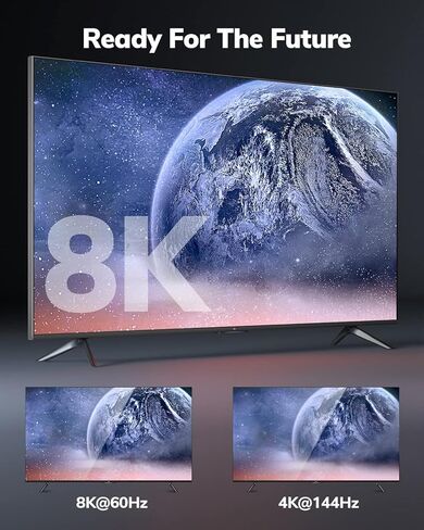 كابل منفذ عرض 16K 8K 10FT 2 حزمة، سلك DP عالي السرعة CL3، 8K@60 هرتز، 4K@144 هرتز، يدعم 40 جيجابت في الثانية، معدل تحديث عالٍ لشاشة الألعاب، الكمبيوتر المحمول، HBR3، HDR، بطاقة الرسومات 4090,7900، الكمبيوتر الشخصي in Kuwait