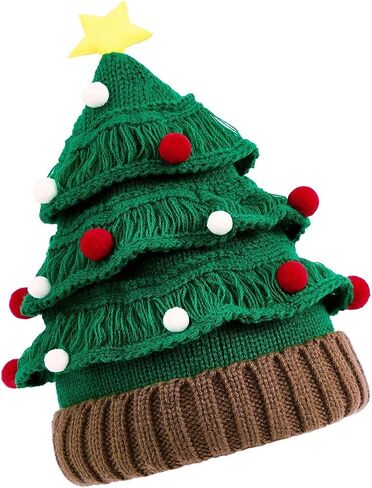 American Trends Funny Christmas Hat Green Santa Hat Christmas Tree Hat for Adults Knitted Knit Christmas Beanie in Saudi Arabia