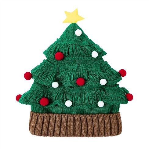 American Trends Funny Christmas Hat Green Santa Hat Christmas Tree Hat for Adults Knitted Knit Christmas Beanie in Saudi Arabia