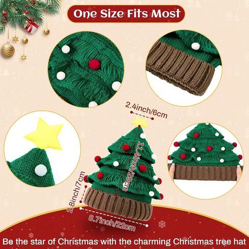 American Trends Funny Christmas Hat Green Santa Hat Christmas Tree Hat for Adults Knitted Knit Christmas Beanie in Saudi Arabia