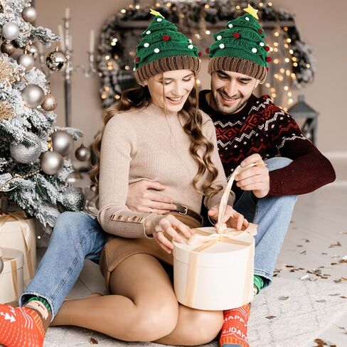American Trends Funny Christmas Hat Green Santa Hat Christmas Tree Hat for Adults Knitted Knit Christmas Beanie in Saudi Arabia