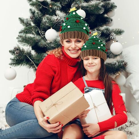 American Trends Funny Christmas Hat Green Santa Hat Christmas Tree Hat for Adults Knitted Knit Christmas Beanie in Saudi Arabia