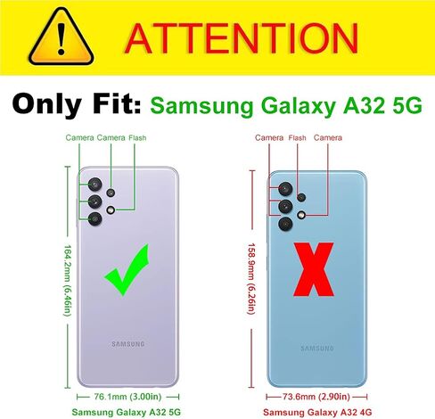 حافظة J&D متوافقة مع حافظة سامسونج جالاكسي A32 5G/جالاكسي M32 5G، حافظة متينة هجينة شديدة التحمل مع (عبوتين) غطاء واقي شاشة زجاجي لجراب جالاكسي A32 5G، وليس لهاتف جالاكسي A32 4G in Kuwait