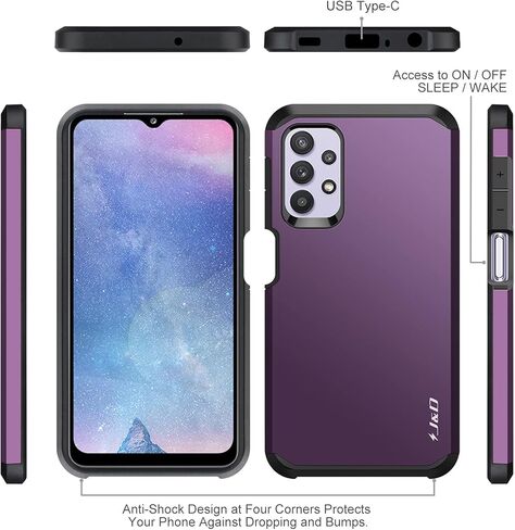 حافظة J&D متوافقة مع حافظة سامسونج جالاكسي A32 5G/جالاكسي M32 5G، حافظة متينة هجينة شديدة التحمل مع (عبوتين) غطاء واقي شاشة زجاجي لجراب جالاكسي A32 5G، وليس لهاتف جالاكسي A32 4G in Kuwait