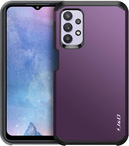 حافظة J&D متوافقة مع حافظة سامسونج جالاكسي A32 5G/جالاكسي M32 5G، حافظة متينة هجينة شديدة التحمل مع (عبوتين) غطاء واقي شاشة زجاجي لجراب جالاكسي A32 5G، وليس لهاتف جالاكسي A32 4G in Kuwait