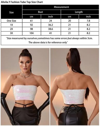 Alivila.Y Fashion Womens Sparkling Sequins Stretch Party Tube Top in Kuwait