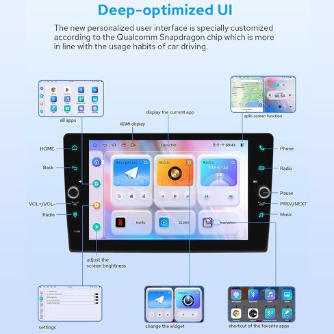 Joying Car Radio 8 Inch Car Stereo Single Din with Carplay & Android Auto, 1280x800P Head Unit with 4GB+64GB, Mirror-Link, AM/FM Radio, DSP, Bluetooth 5.0, Volume knob (8GB+128GB) in Saudi Arabia