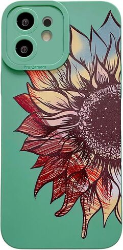 LY&SASIF for iPhone 14 Phone Case for Women Girly, Cute Aesthetic Floral Pattern Drawing Flower Sunflower Boho Design Soft TPU Protection Cover (White) in Saudi Arabia