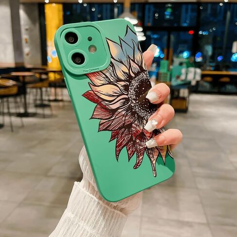 LY&SASIF for iPhone 14 Phone Case for Women Girly, Cute Aesthetic Floral Pattern Drawing Flower Sunflower Boho Design Soft TPU Protection Cover (White) in Saudi Arabia
