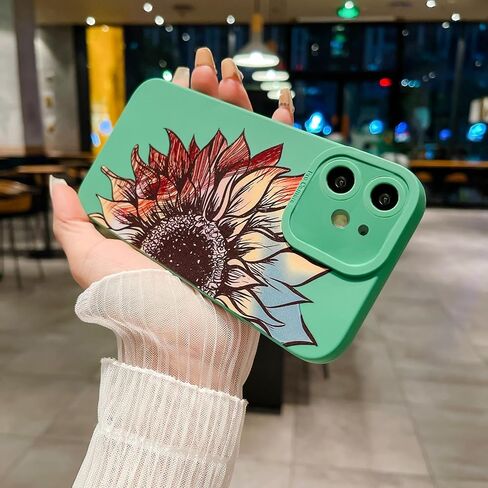 LY&SASIF for iPhone 14 Phone Case for Women Girly, Cute Aesthetic Floral Pattern Drawing Flower Sunflower Boho Design Soft TPU Protection Cover (White) in Saudi Arabia