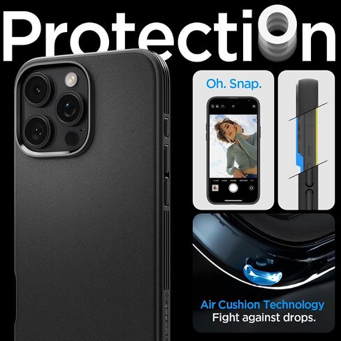 Spigen Essential Sand Blast Designed for iPhone 16 Pro Case (2024) [Military-Grade Protection] - Matte Black in Kuwait