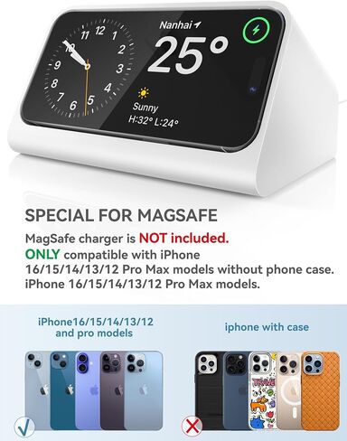 TOPGO for iPhone Standby Mode Dock, DN40 Charging Stand for Magsafe Wireless Charger Compatible with iPhone 16/15 Pro Max for Bedside Phone Holder Bedroom Nightstand Alarm Clock Docking Station in Saudi Arabia