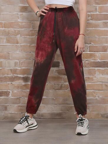 utcoco Women's Athletic Fit Drawstring Waist Tie-Dye French Terry Closed Bottom Sports Sweatpant in Kuwait
