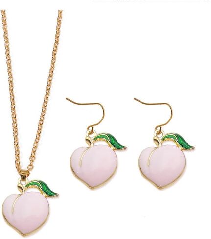 Red Apple Necklace Earrings Set for Women Girls Red Enamel Fruit Acrylic Green Apple Dangle Eearrings Student Teacher Back to School Jewelry in Kuwait