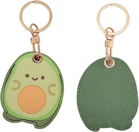 Compatible with Apple AirTag,Leather Keychain Holder Case, Cute Protective Air Tag Cover with Keychain Ring, Anti-Scratch Finder GPS Tracker Case for Wallet Keys (Avocado) in Saudi Arabia