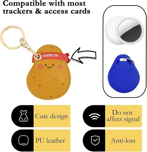 Compatible with Apple AirTag,Leather Keychain Holder Case, Cute Protective Air Tag Cover with Keychain Ring, Anti-Scratch Finder GPS Tracker Case for Wallet Keys (Avocado) in Saudi Arabia