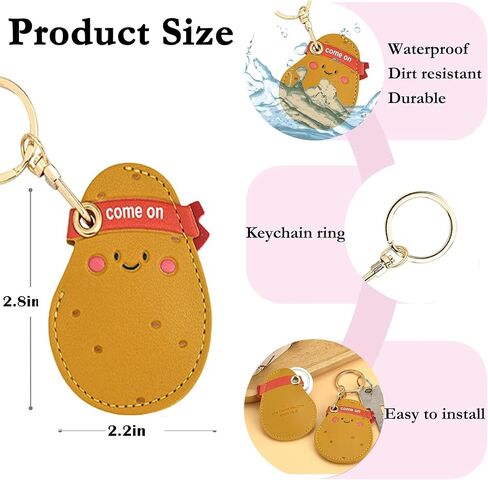 Compatible with Apple AirTag,Leather Keychain Holder Case, Cute Protective Air Tag Cover with Keychain Ring, Anti-Scratch Finder GPS Tracker Case for Wallet Keys (Avocado) in Saudi Arabia
