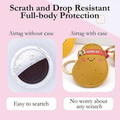 Compatible with Apple AirTag,Leather Keychain Holder Case, Cute Protective Air Tag Cover with Keychain Ring, Anti-Scratch Finder GPS Tracker Case for Wallet Keys (Avocado) in Saudi Arabia