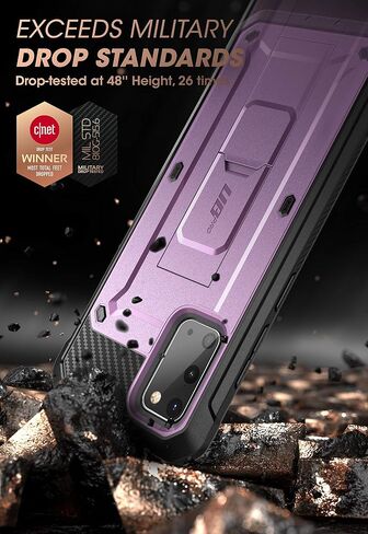 SUPCASE for Samsung Galaxy S20 Case with Stand (Unicorn Beetle Pro), [Built-in Belt Clip] Heavy Duty Rugged Kickstand Protective Phone Case Without Screen Protector for Samsung S20 5G, Black in Saudi Arabia
