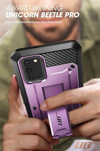 SUPCASE for Samsung Galaxy S20 Case with Stand (Unicorn Beetle Pro), [Built-in Belt Clip] Heavy Duty Rugged Kickstand Protective Phone Case Without Screen Protector for Samsung S20 5G, Black in Saudi Arabia
