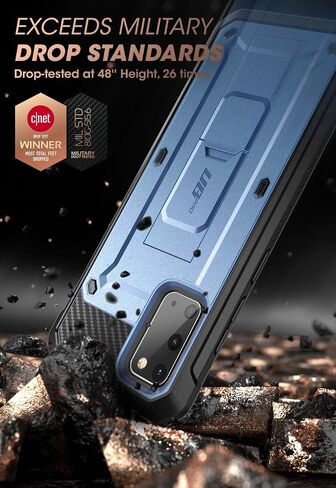 SUPCASE for Samsung Galaxy S20 Case with Stand (Unicorn Beetle Pro), [Built-in Belt Clip] Heavy Duty Rugged Kickstand Protective Phone Case Without Screen Protector for Samsung S20 5G, Black in Saudi Arabia