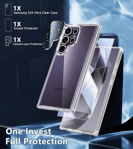 حافظة FNTCASE لهاتف Samsung Galaxy S24-Ultra: حافظات هواتف خلوية واقية مضادة للصدمات S24 Ultra 5G - حافظات صلبة من السيليكون النحيفة مضادة للاصفرار - غطاء هاتف متين للحماية الكاملة (مغناطيسي شفاف) in Kuwait