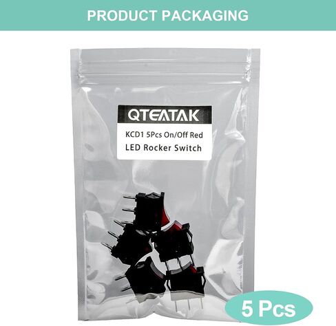 QTEATAK KCD1 SPST سلكي مسبقًا تشغيل/إيقاف 3 دبابيس 2 موضع DC 12V-24V 20A مفتاح تبديل قارب LED أحمر - 5 عبوات (فقط لـ DC12-24V) in Kuwait