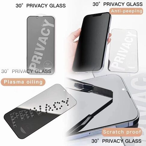 Generic 6 عبوات (3+3) واقي شاشة للخصوصية لهاتف IPHONE15 مع واقي عدسة [6.1 بوصة]، طبقة زجاجية مقواة مضادة للتجسس، صلابة 9H، HD، خالية من الفقاعات، صديقة للحافظة - أسود in Saudi Arabia